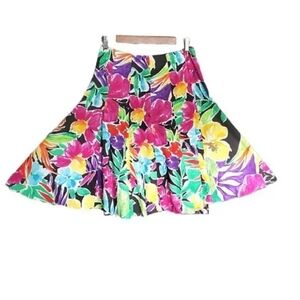 Lauren Ralph Lauren Skirt Floral Cotton Fit & Flare Green Label Knee Length sz 2